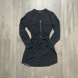 Fun and Fabulous Express Black and White Belted Shift Dress